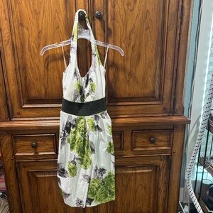Floral Halter Midi Dress - Green and Black NWT Sz 8